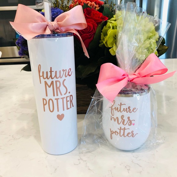 Maars Other - NWT Future Mrs. Potter Stainless Steel White Tumbler Wine Cup Rose Gold + Straw